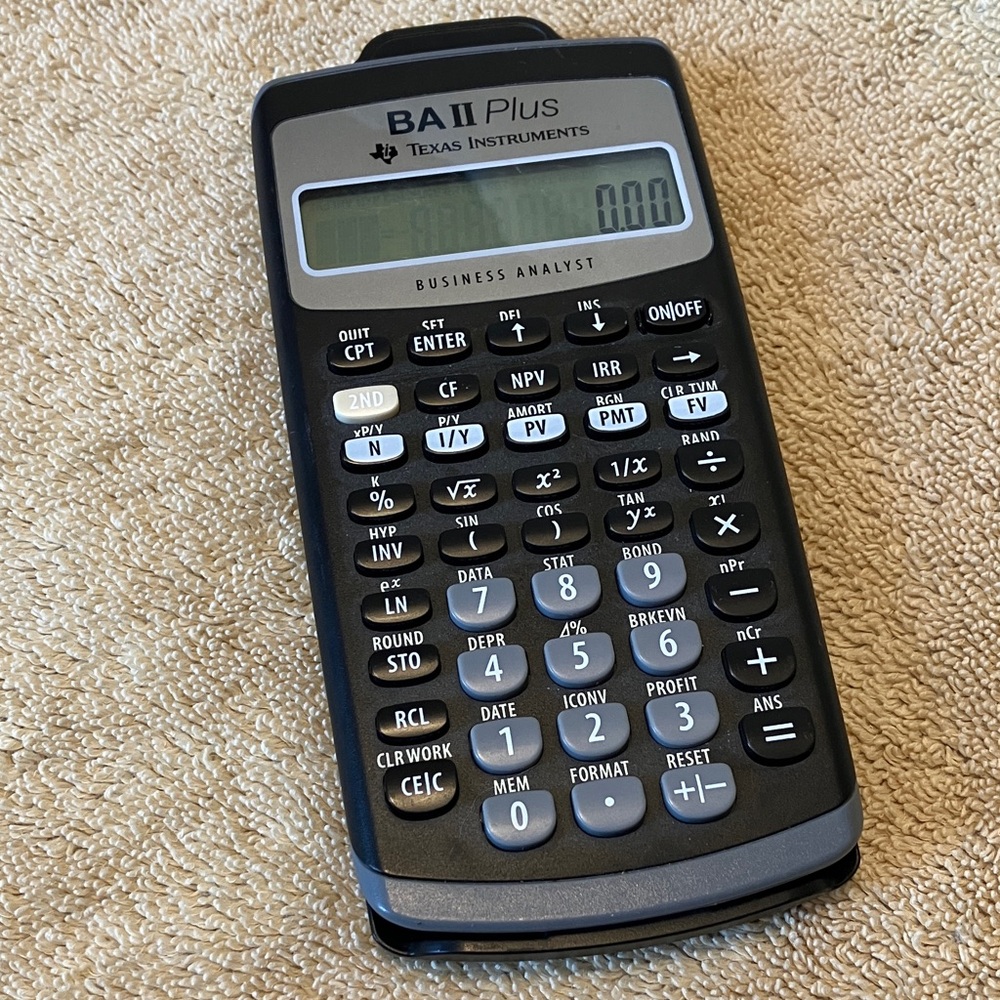 Texas Instruments BA II Plus Business Analyst Math Calculator w/ Cover working